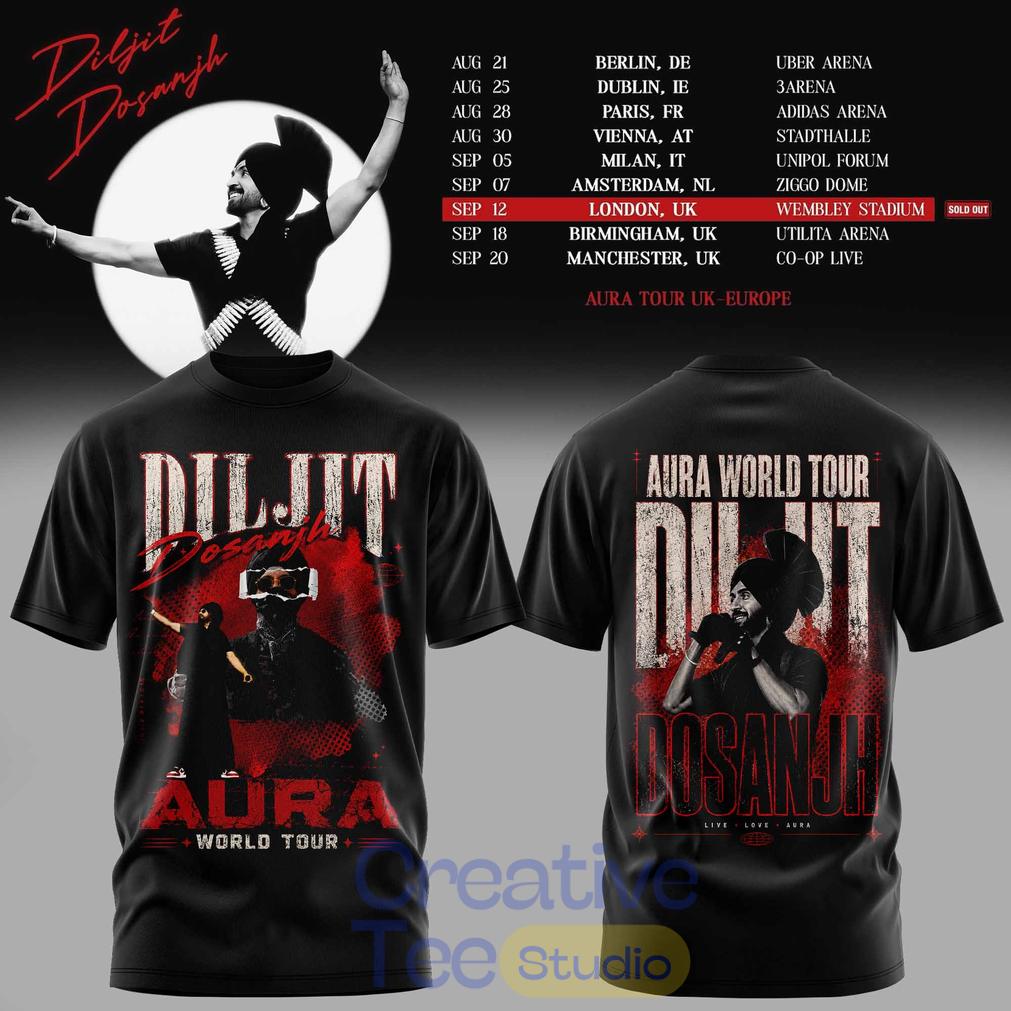 Diljit Dosanjh Aura World Tour ’26 – Europe & UK Edition Tee Hoodie