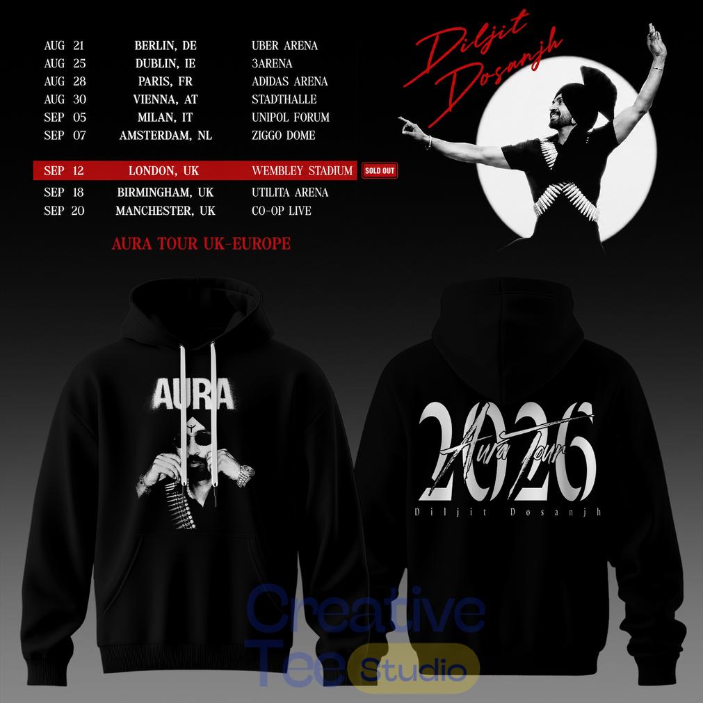 Diljit Dosanjh’s Aura World Tour 2026 Black Edition Hoodie