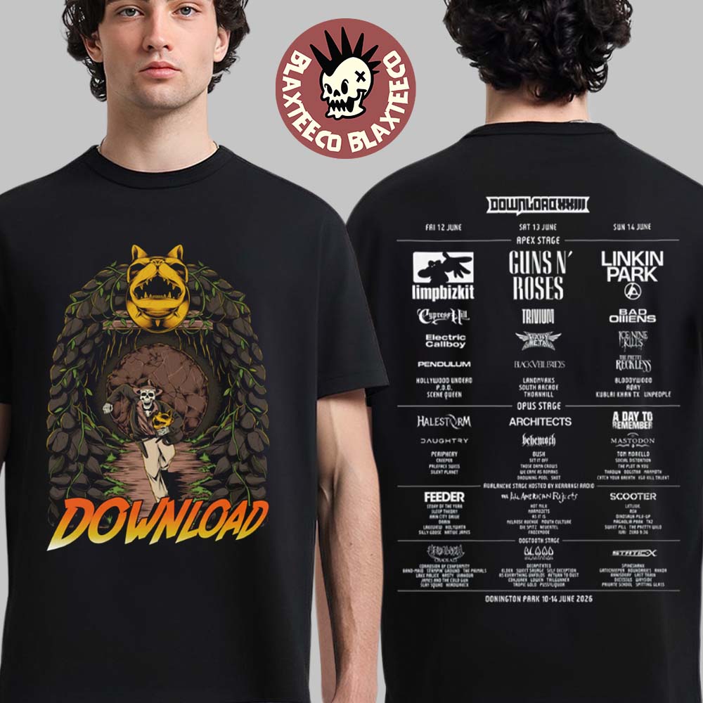 Download Festival 2026 Merch In Donnington UK From 10 To 14 June 2026 Indiana Bones 2026 Line-Up T-Shirt