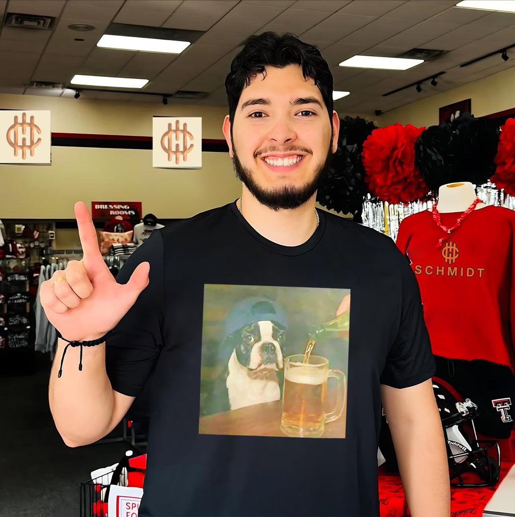 Dylan Crews Boston Terrier Drinking Beer Shirt
