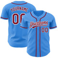 Custom Electric Blue Crimson-White Authentic Baseball Jersey