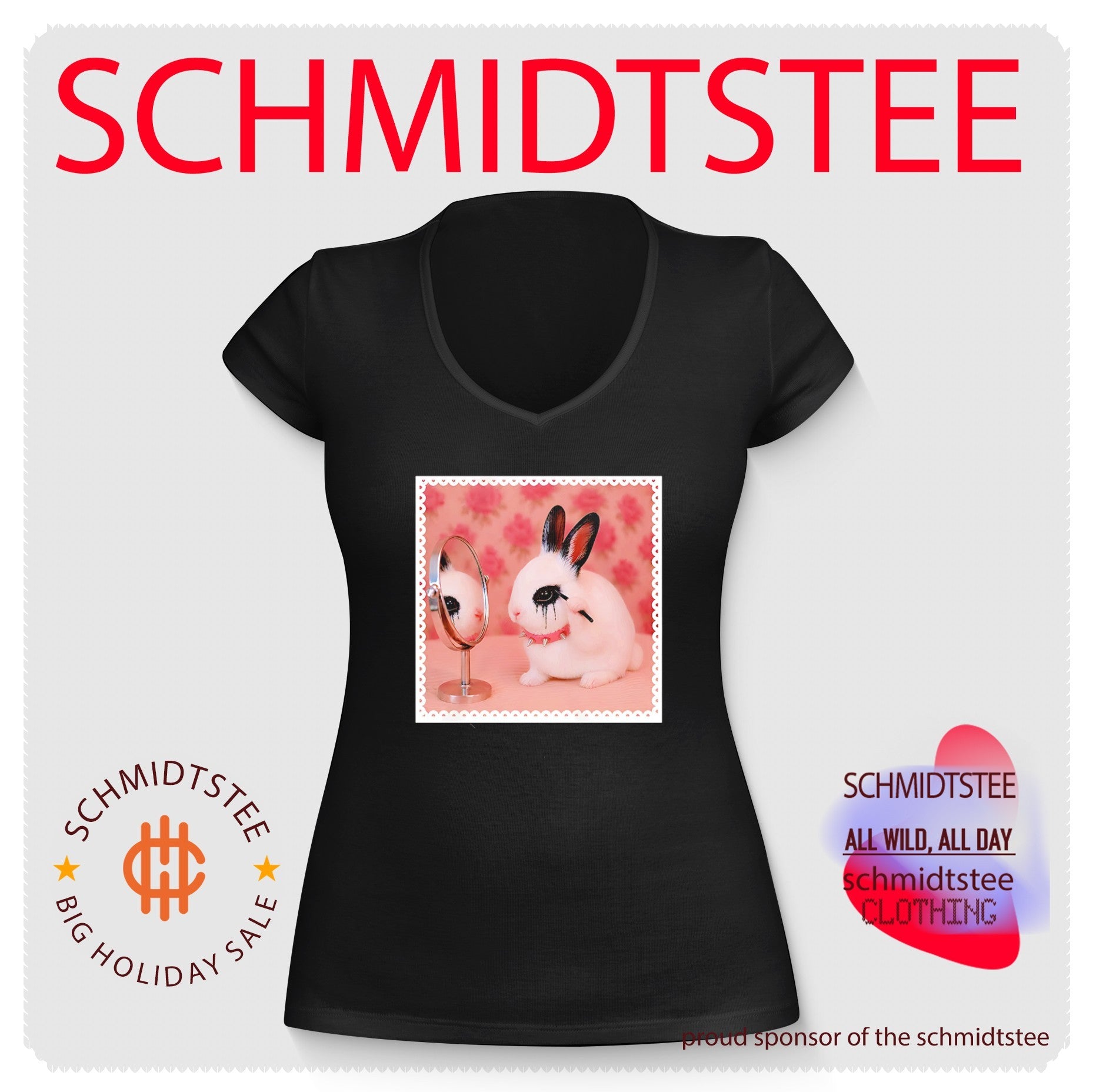 Emo Bunny Applying Makeup goth rabbit alternative aesthetic shirt
