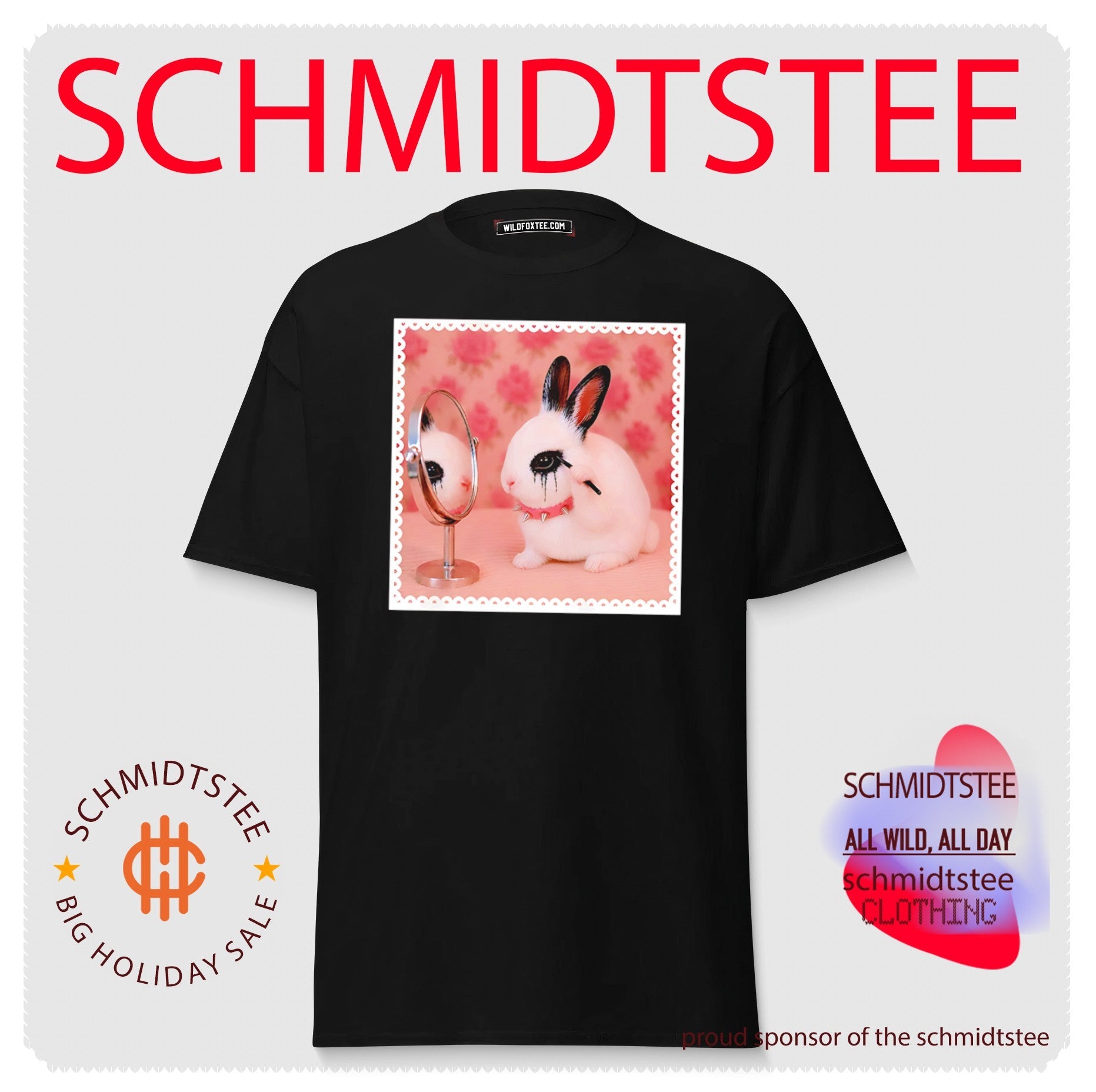 Emo Bunny Applying Makeup goth rabbit alternative aesthetic shirt