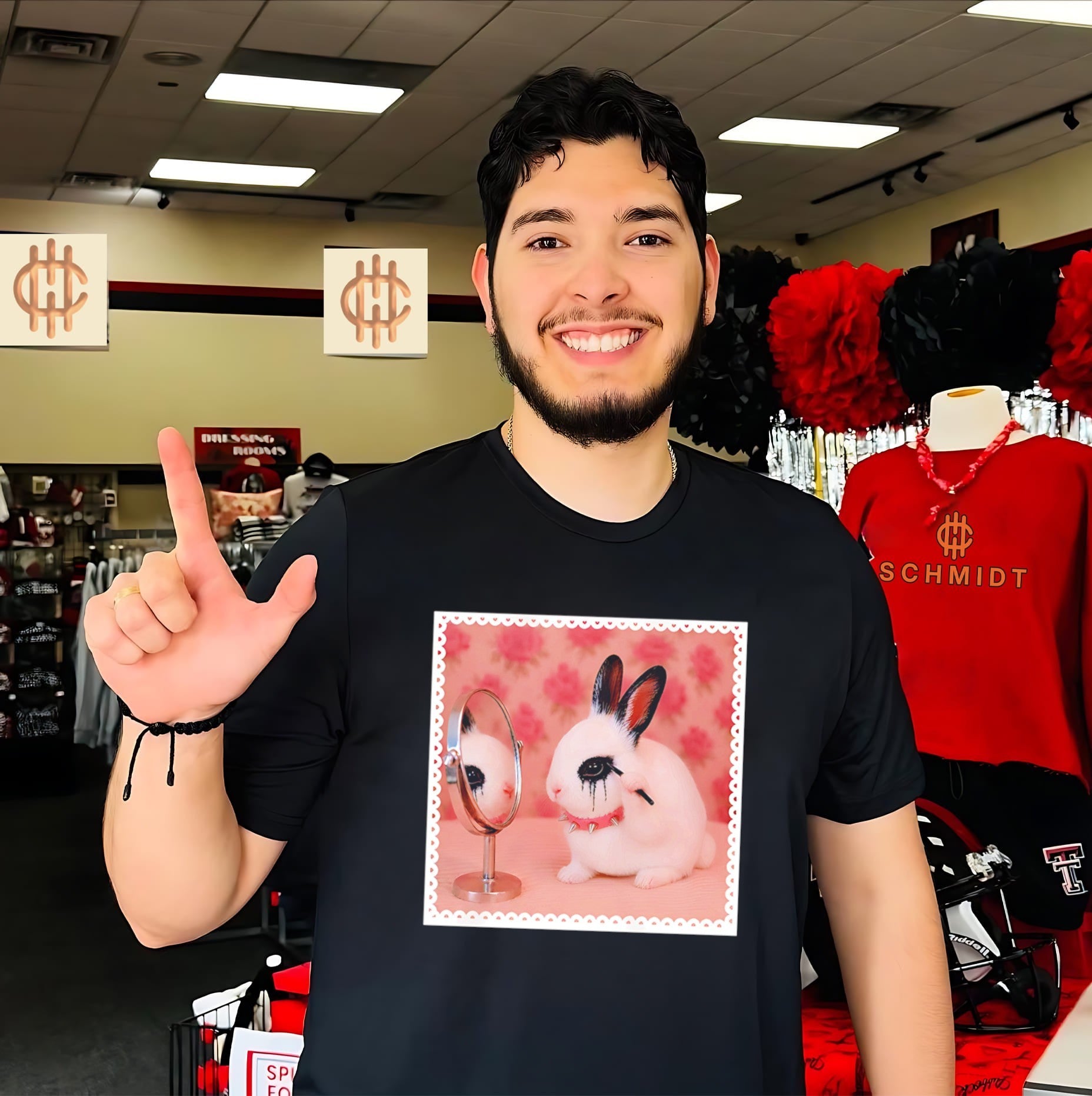Emo Bunny Applying Makeup goth rabbit alternative aesthetic shirt