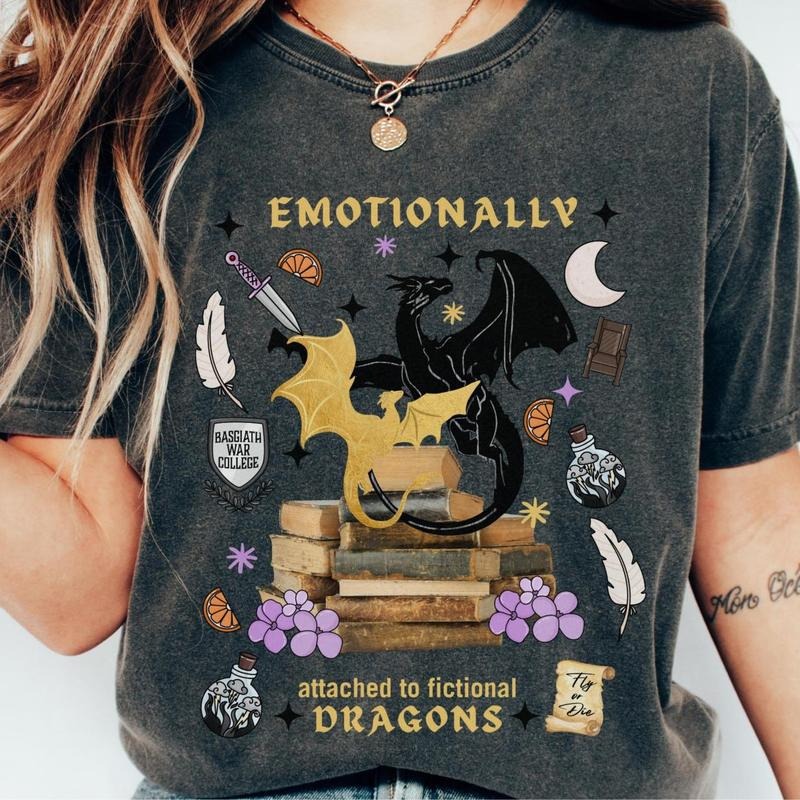 Emotionally Attached Dragons Shirt Fourth Wing Shirt Basgiath War Violet Sorrengail Bookish Xaden Riorson T-Shirts