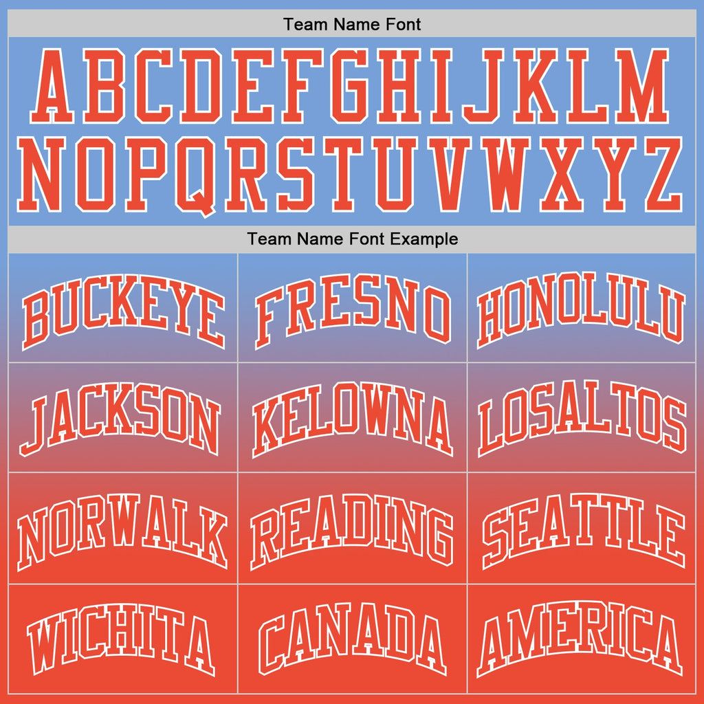 Custom Light Blue Orange-White Authentic Fade Fashion Basketball Jersey