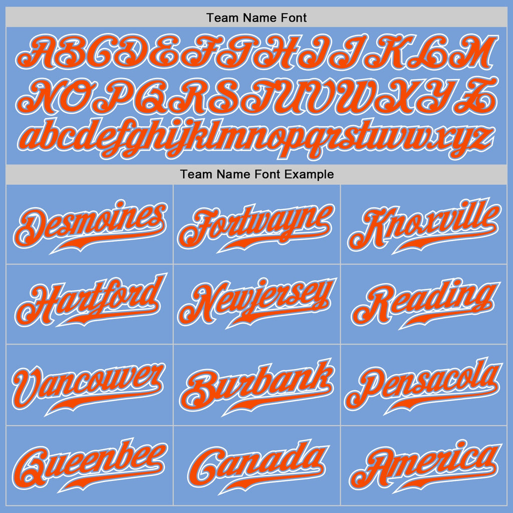 Custom Light Blue Orange-White Authentic Gradient Fashion Baseball Jersey