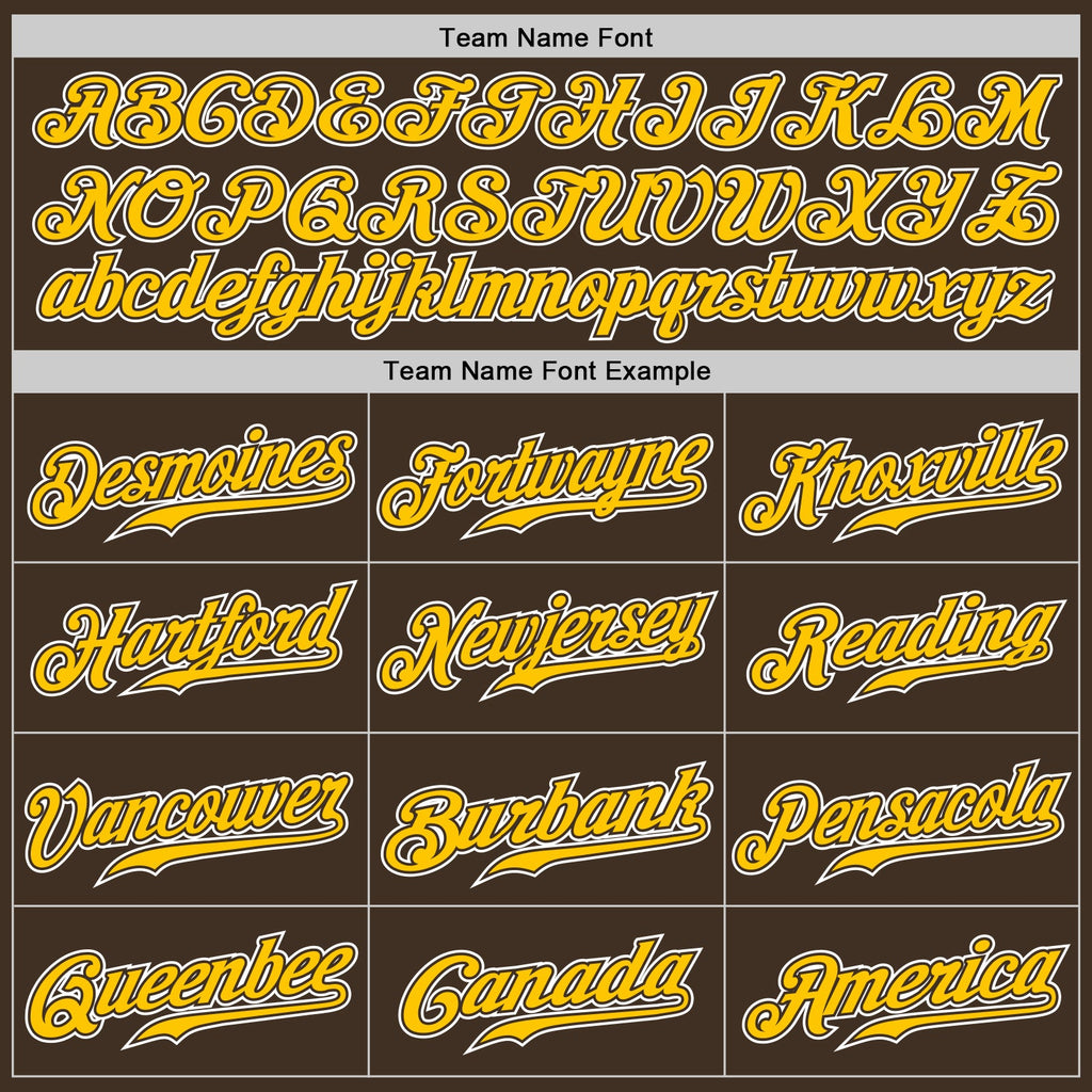 Custom Brown Yellow-White Authentic Gradient Fashion Baseball Jersey