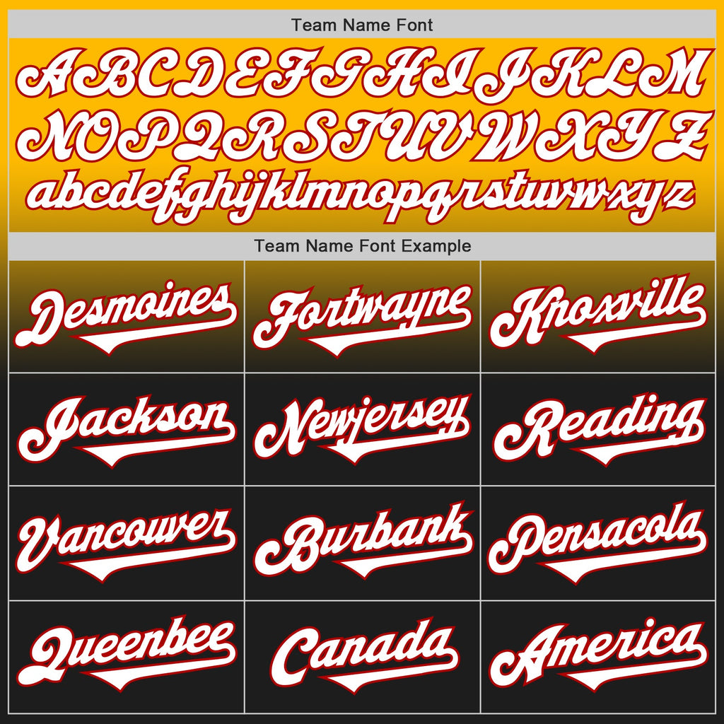 Custom Gold Black-Red Authentic Fade Fashion Baseball Jersey