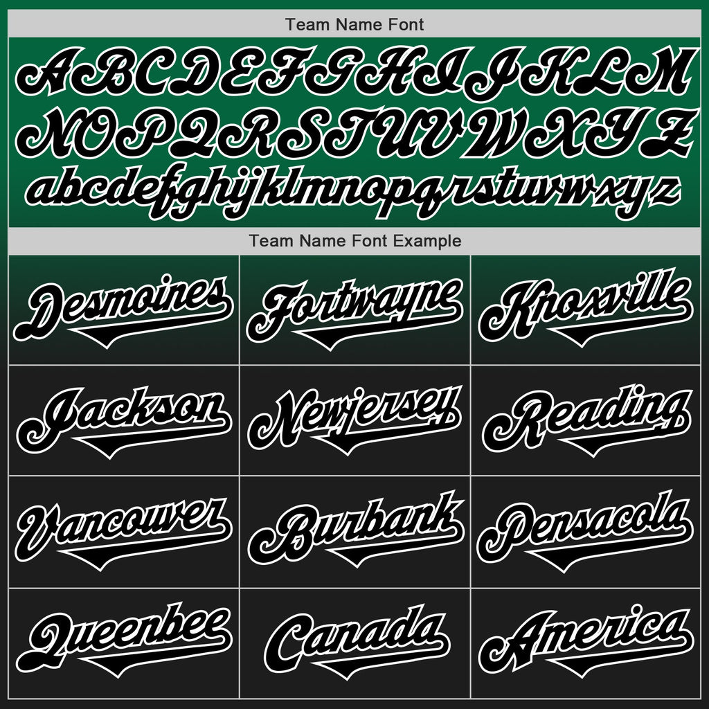 Custom Kelly Green Black-White Authentic Fade Fashion Baseball Jersey