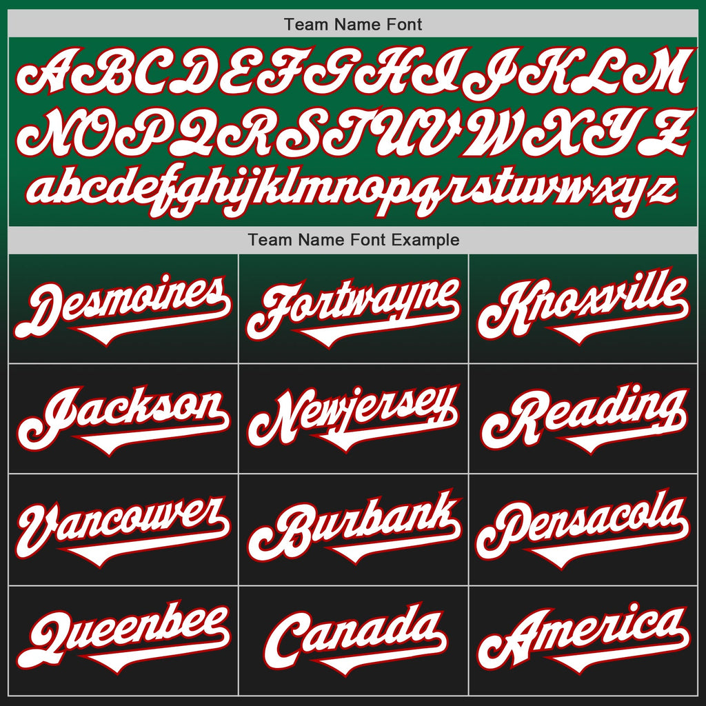 Custom Kelly Green Black-Red Authentic Fade Fashion Baseball Jersey