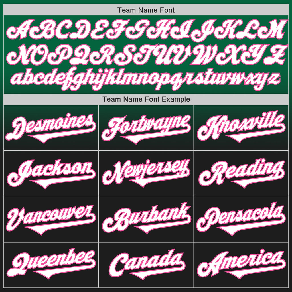Custom Kelly Green Black-Pink Authentic Fade Fashion Baseball Jersey