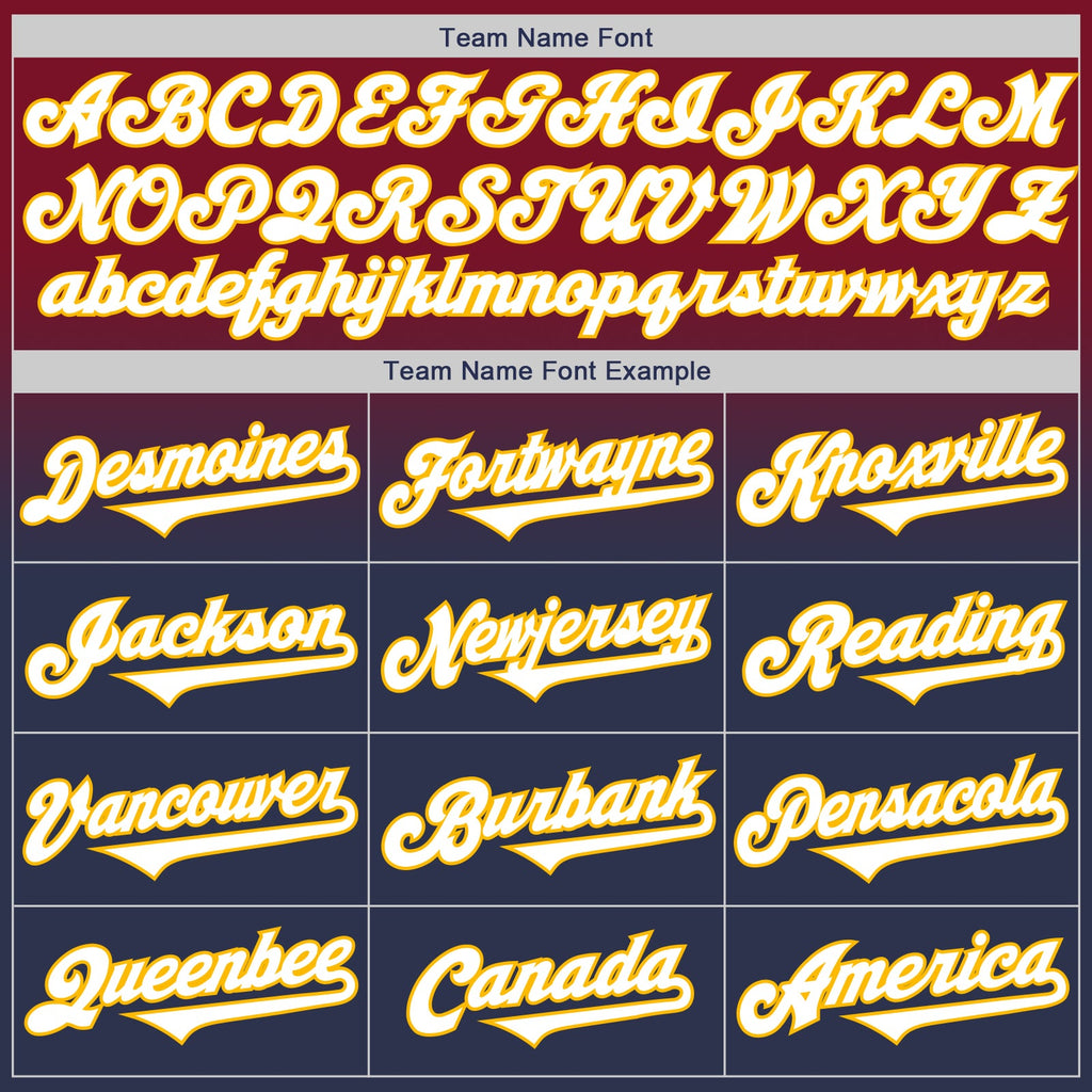 Custom Crimson Navy-Gold Authentic Fade Fashion Baseball Jersey