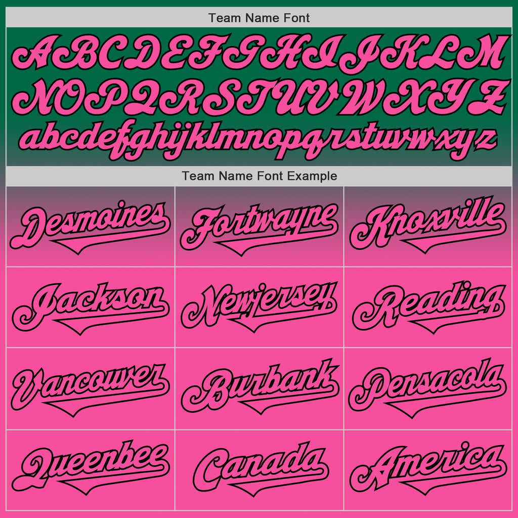 Custom Kelly Green Pink-Black Authentic Fade Fashion Baseball Jersey