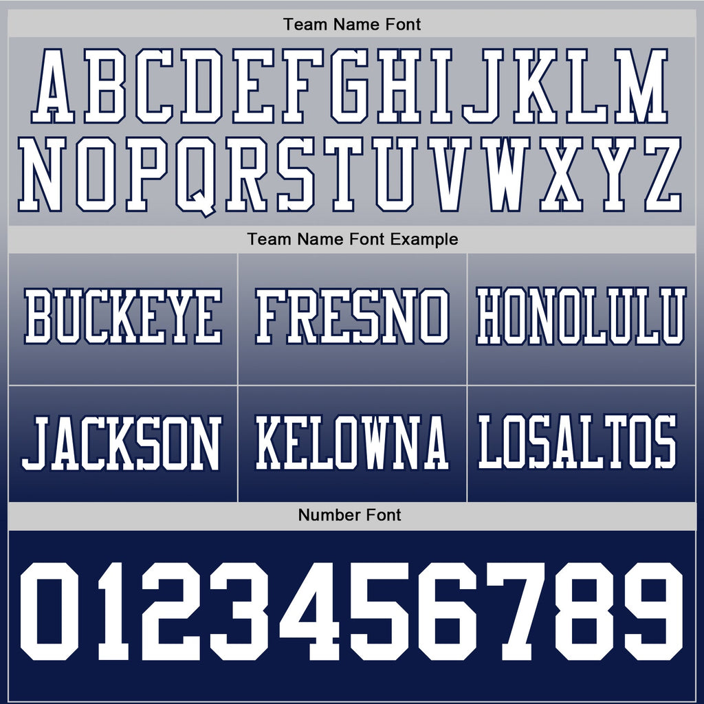 Custom Gray White-Navy Authentic Fade Fashion Football Jersey
