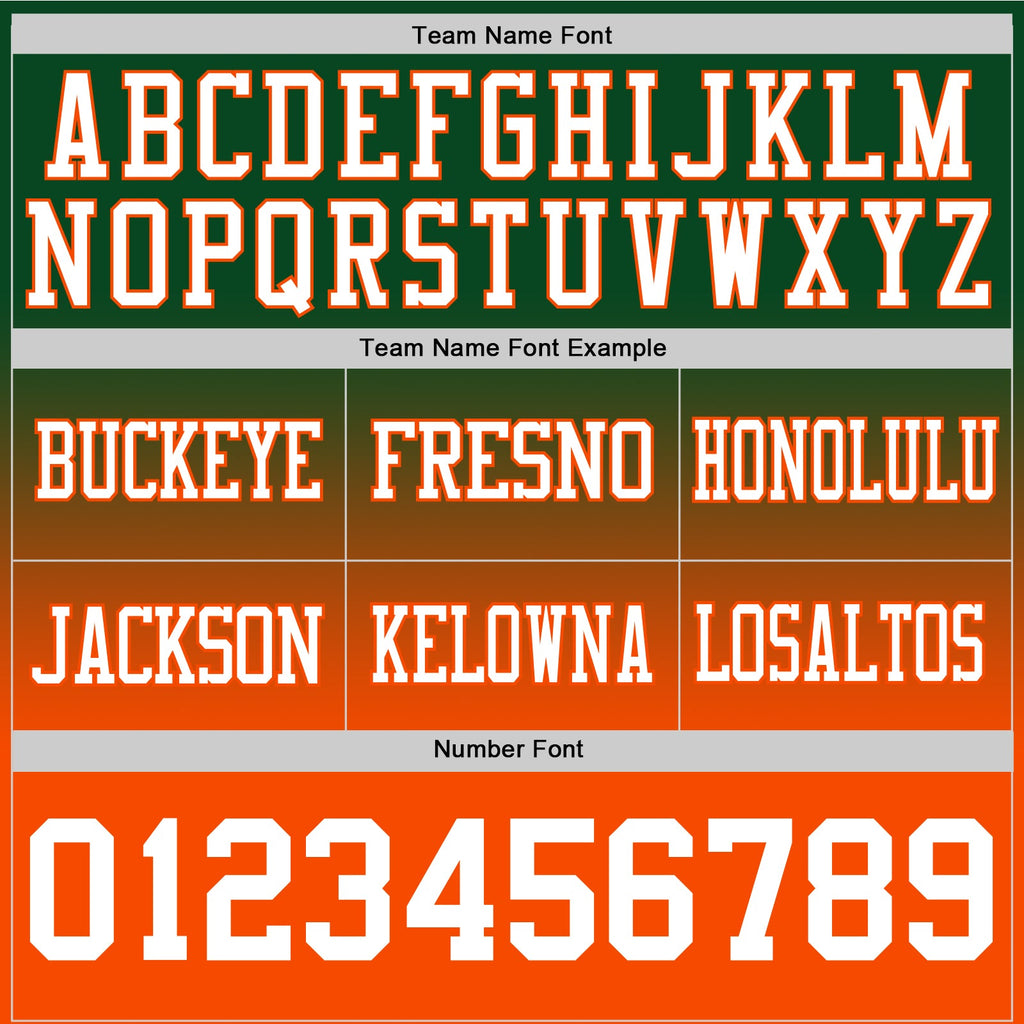 Custom Green White-Orange Authentic Fade Fashion Football Jersey