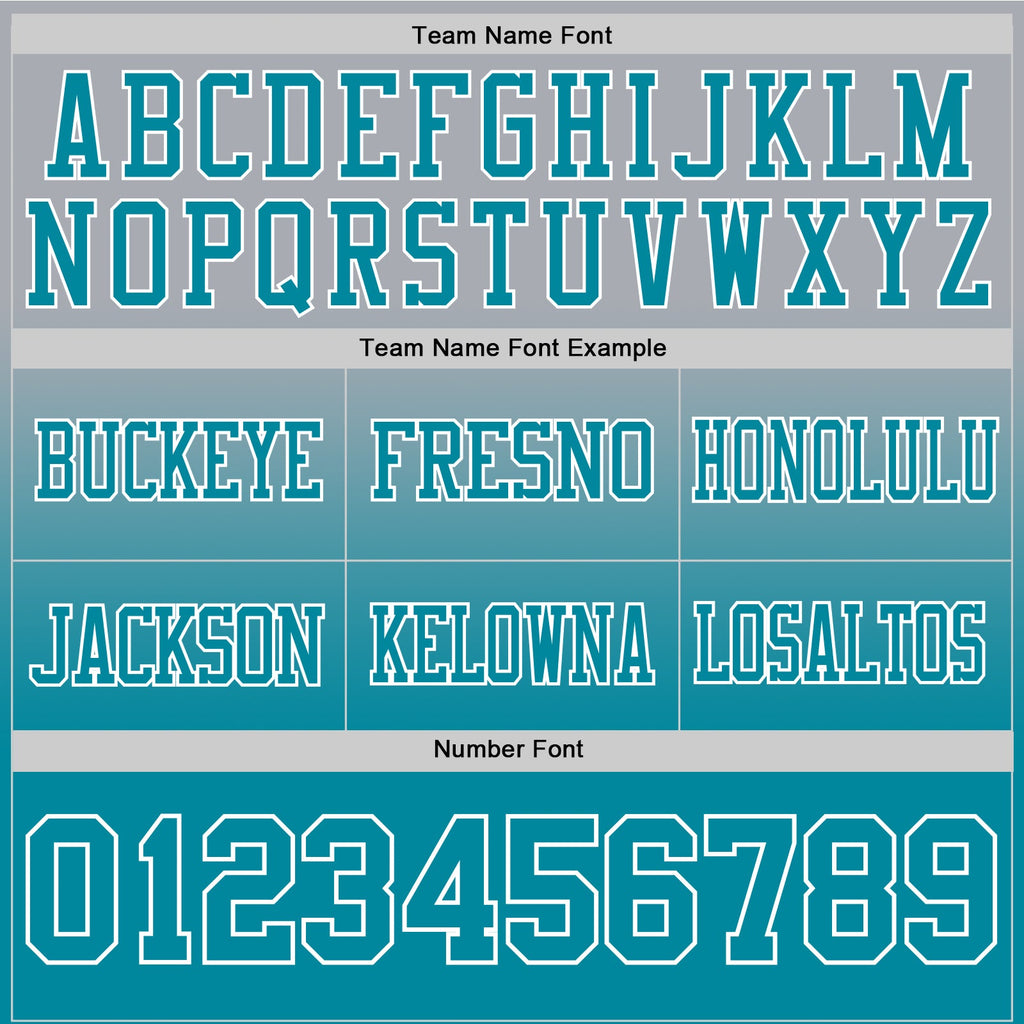 Custom Gray Teal-White Authentic Fade Fashion Football Jersey