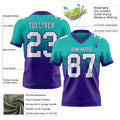 Custom Aqua White-Purple Authentic Fade Fashion Football Jersey