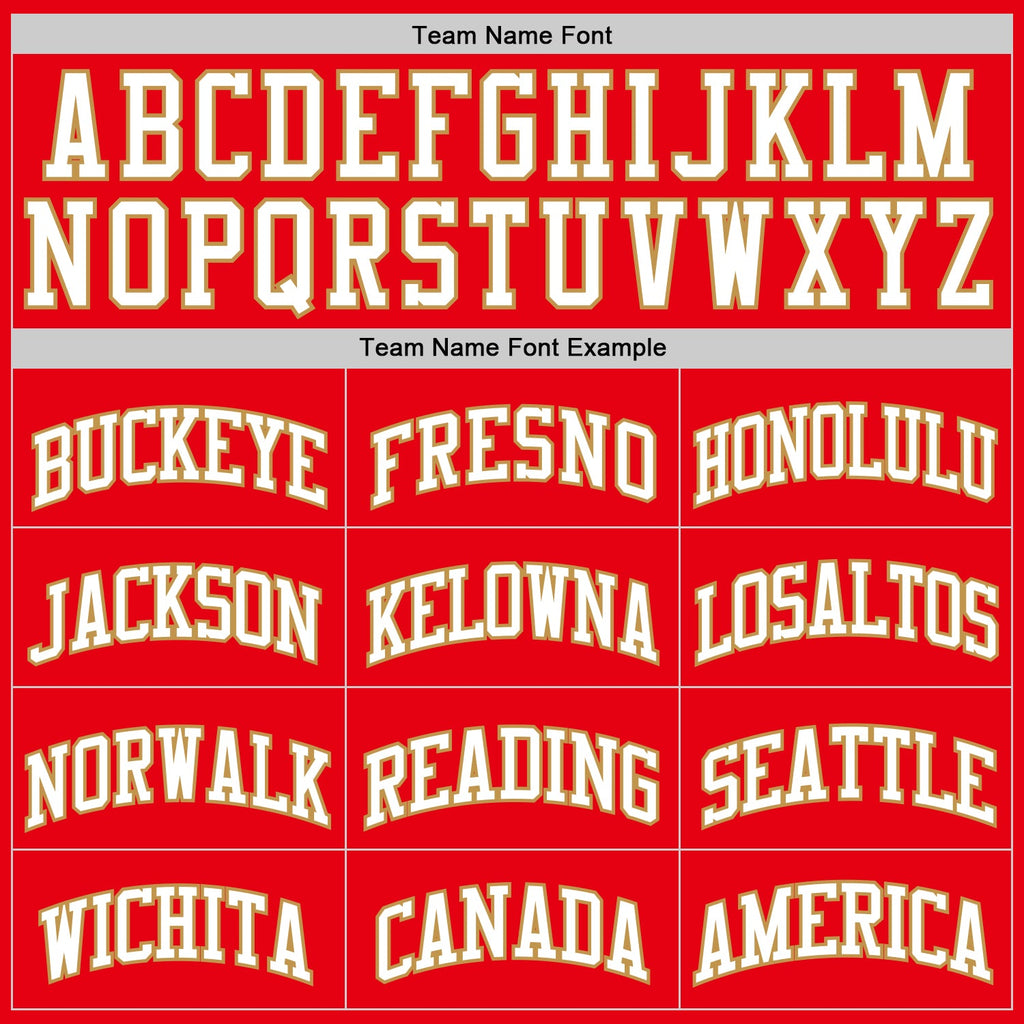 Custom Fire Red White-Old Gold Authentic Basketball Jersey