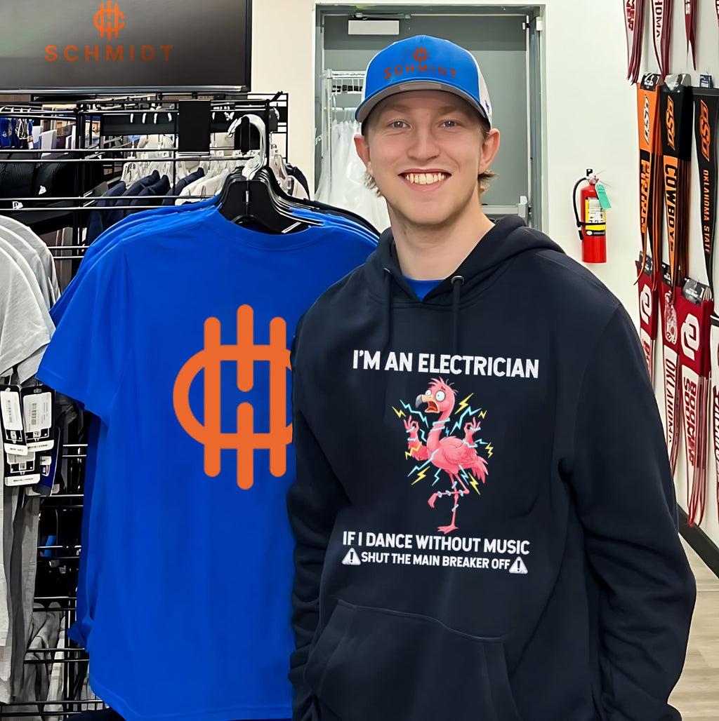 Flamingo I’m an electrician if I dance without music shut the main breaker off shirt