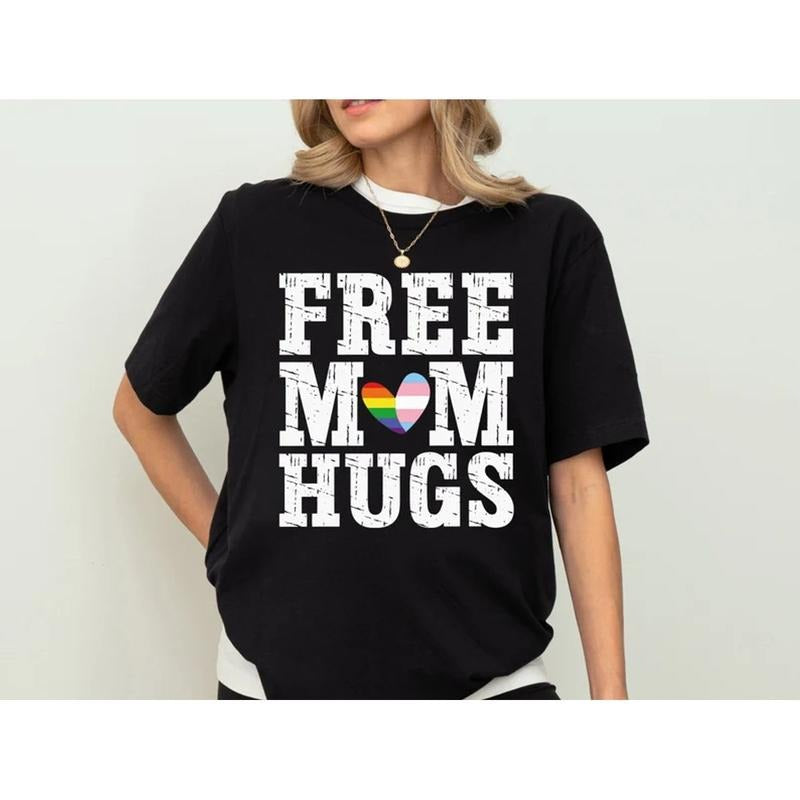 Free Mom Hugs Pride Pride Month Shirts Proud Mom Shirts Lgbtq Shirts Short Sleeve T-Shirts