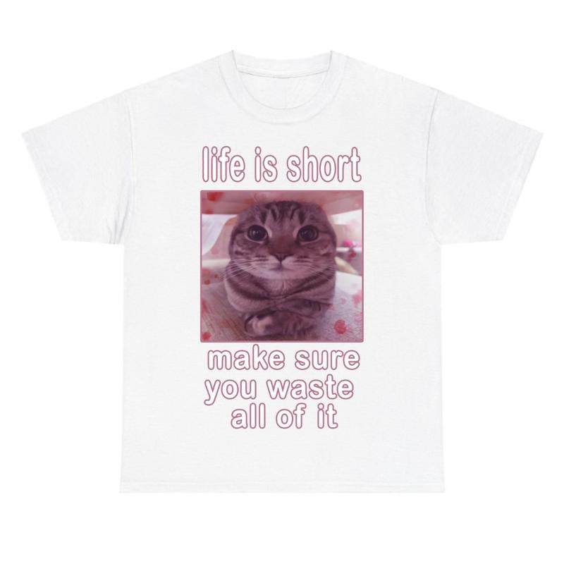 Funny Cat Meme White Cats Dank Memes Freaky Unhinged Silly Cats T-Shirts