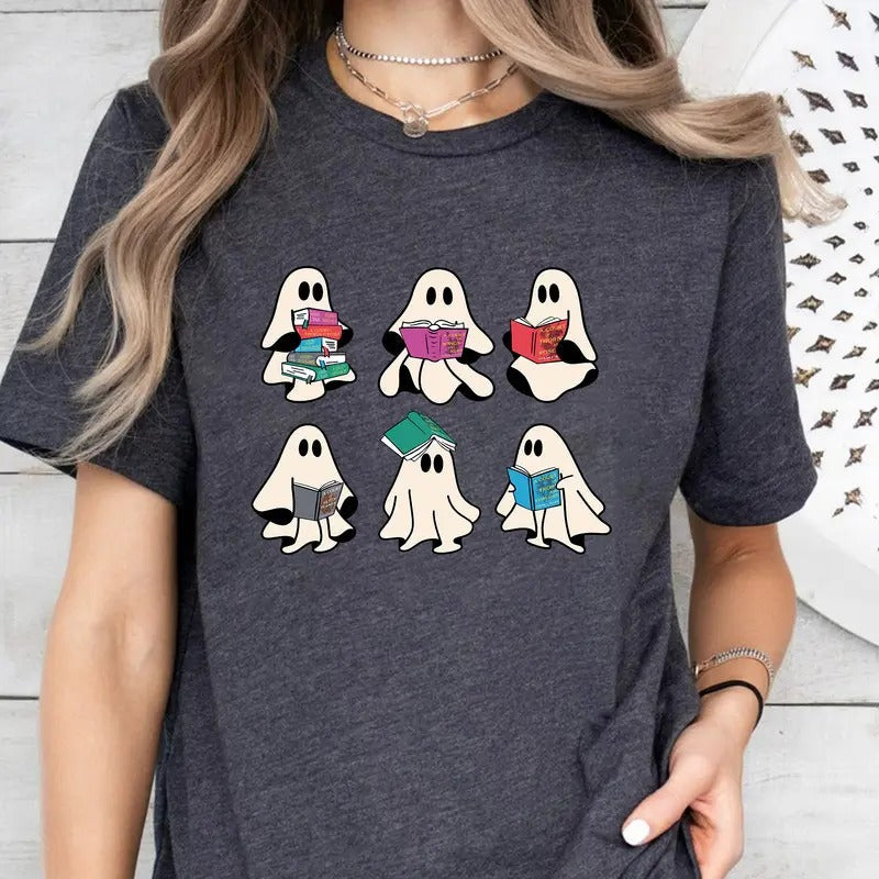 Ghost Book Halloween Book Bookish Ghost Book Ghosts Shirt Ghost Halloween Shirt Halloween Book Lover T-Shirts