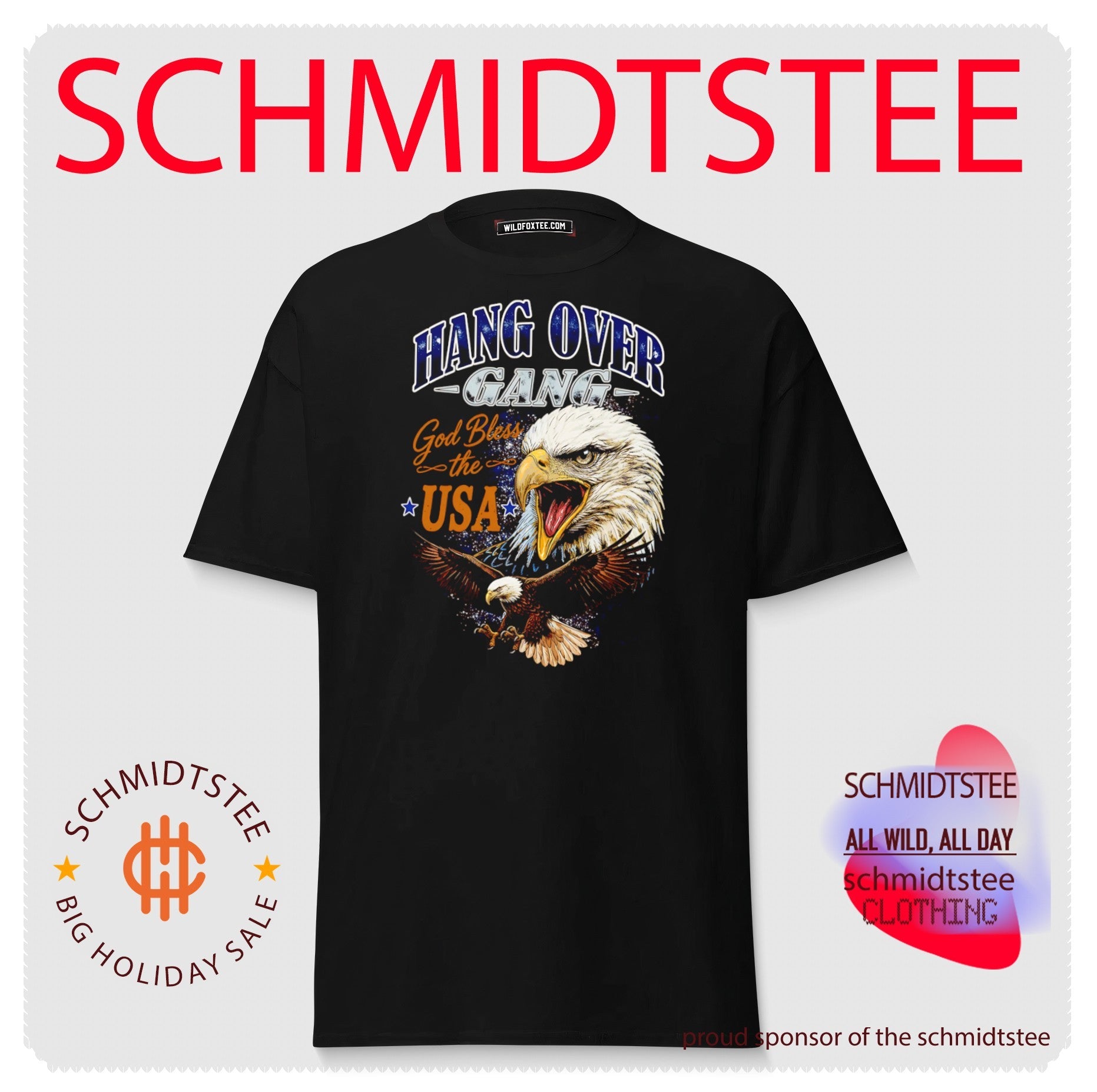 God Bless the USA with Bald Eagle Hang Over Gang shirt