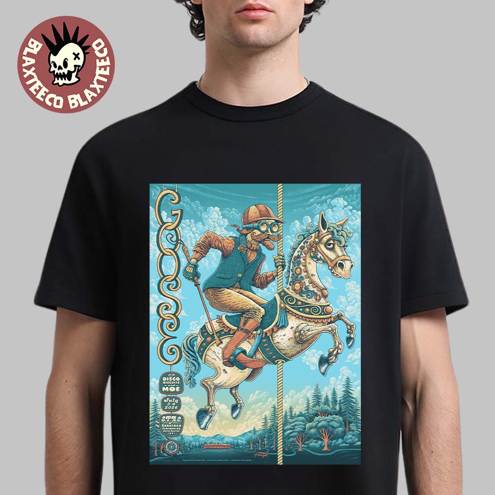 Goose Saratoga Springs New York 2026 Event Poster At Saratoga Performing Arts Center On July 3 And 4 2026 With Disco Biscuits And MOE T-Shirt
