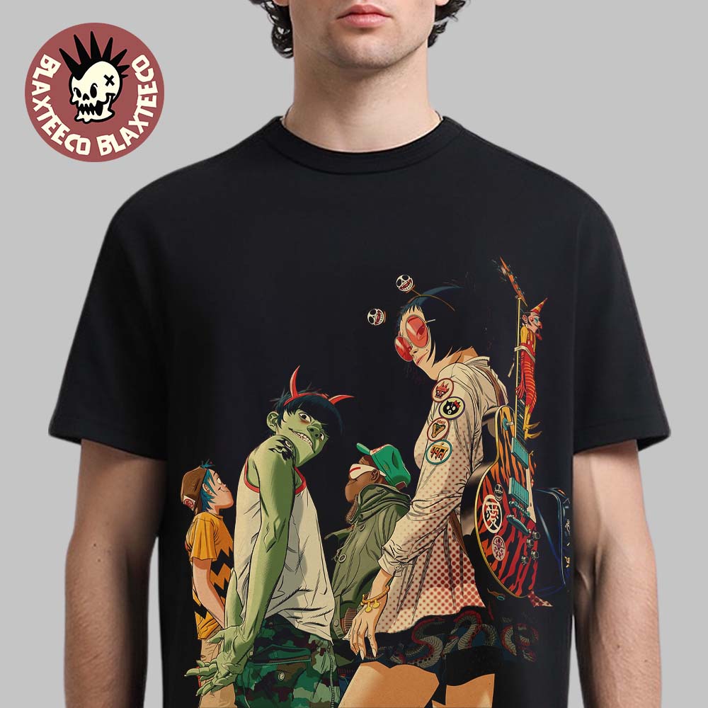 Gorillaz Tottenham London 2026 Show Exclusive Merch On 20 June 2026 Jumbo Band Potrait Art T-Shirt