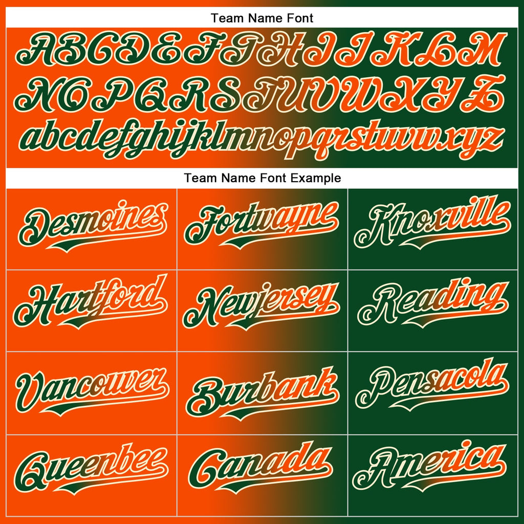 Custom Green Orange-Cream Authentic Gradient Fashion Baseball Jersey