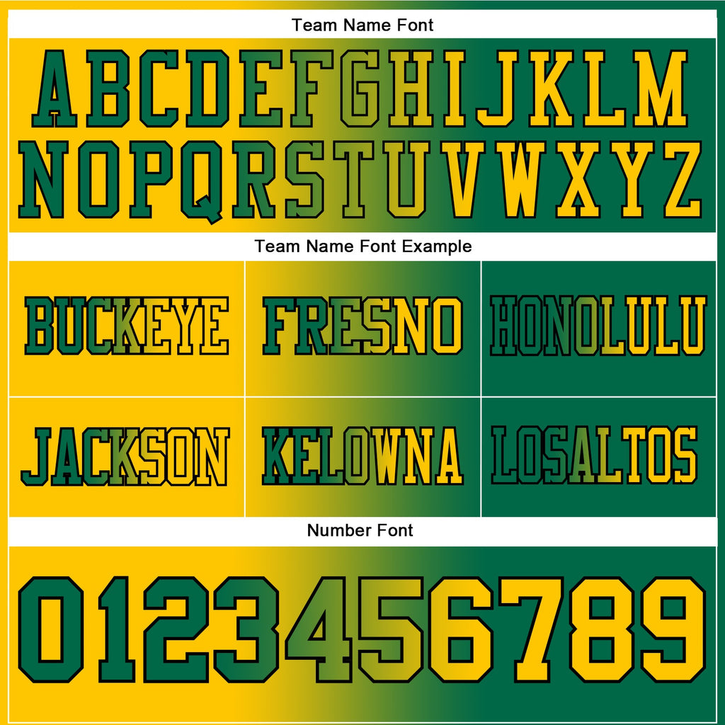 Custom Kelly Green Yellow-Black Authentic Gradient Fashion Football Jersey