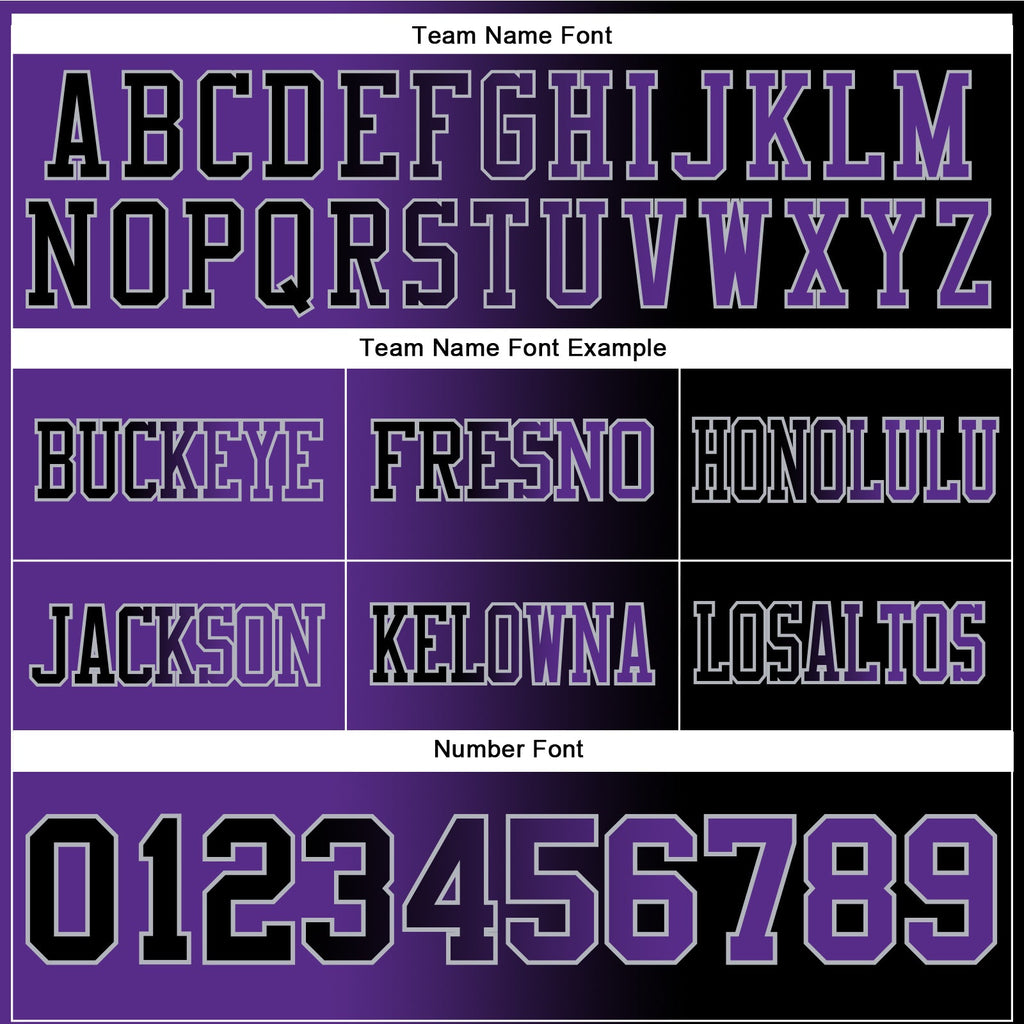 Custom Black Purple-Gray Authentic Gradient Fashion Football Jersey