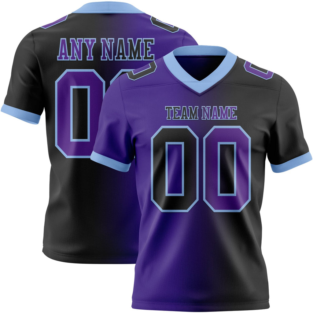 Custom Black Purple-Light Blue Authentic Gradient Fashion Football Jersey