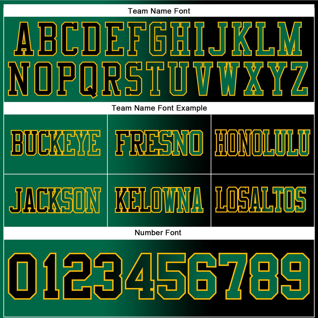 Custom Black Kelly Green-Gold Authentic Gradient Fashion Football Jersey