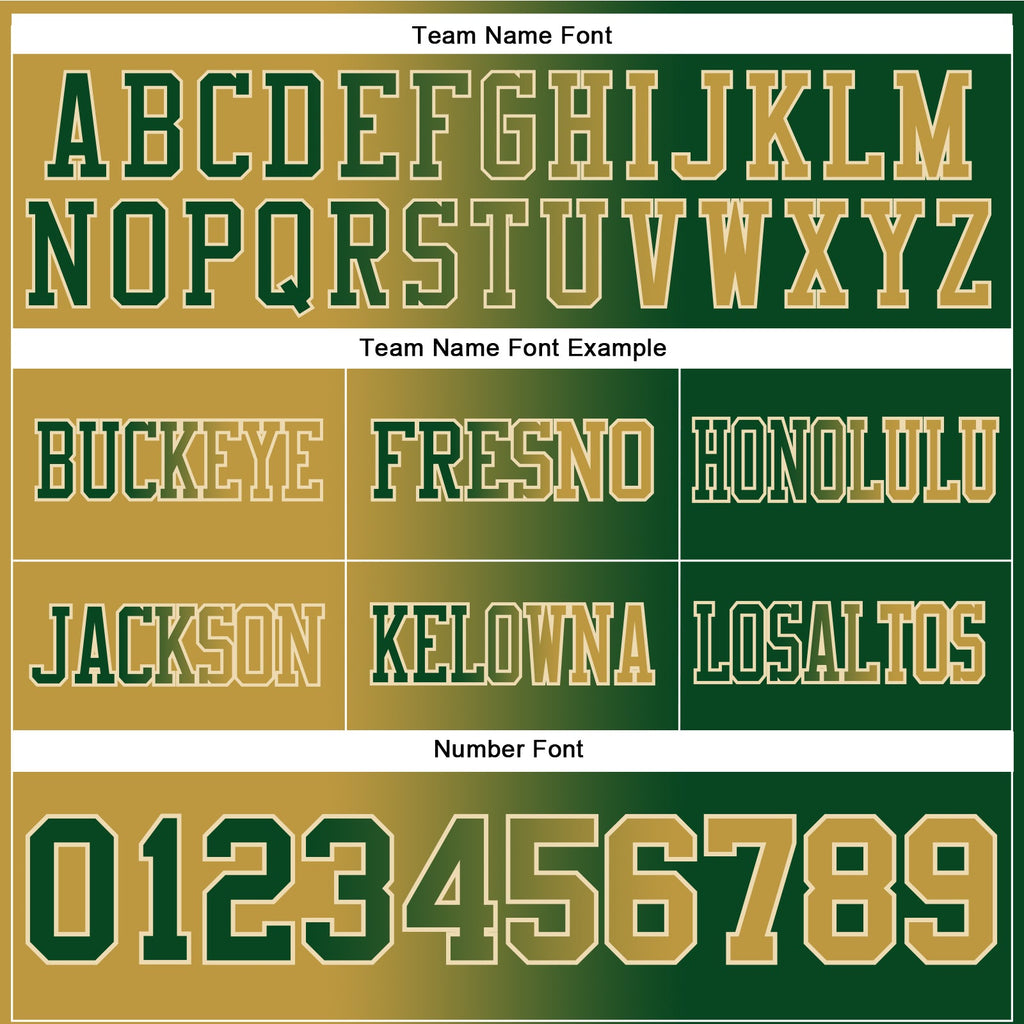 Custom Green Old Gold-Cream Authentic Gradient Fashion Football Jersey