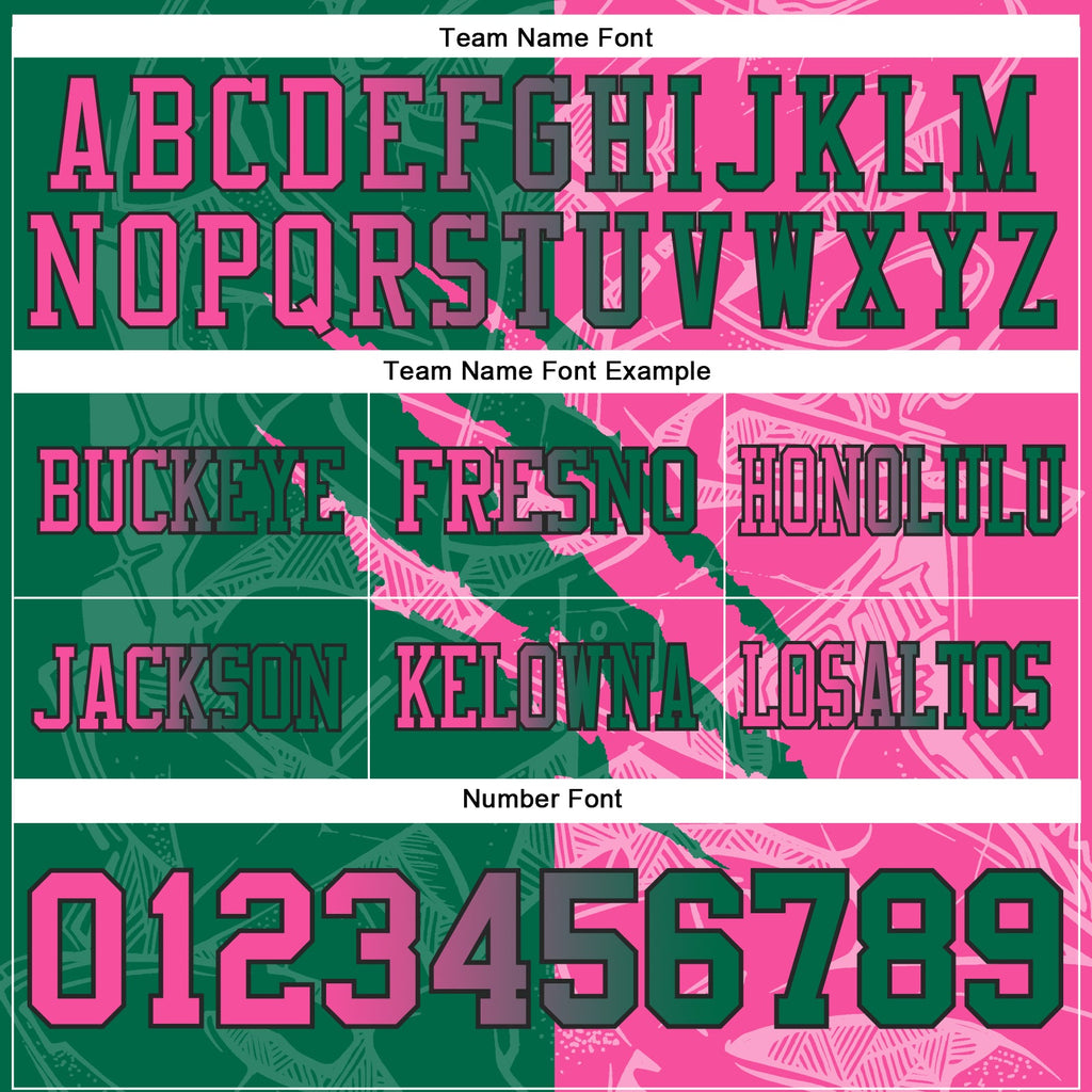 Custom Kelly Green Pink-Black Authentic Gradient Fashion Scratch Football Jersey
