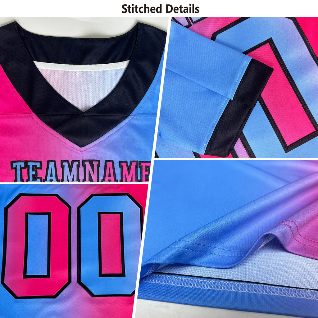 Custom Black Kelly Green-White Authentic Gradient Fashion Scratch Football Jersey