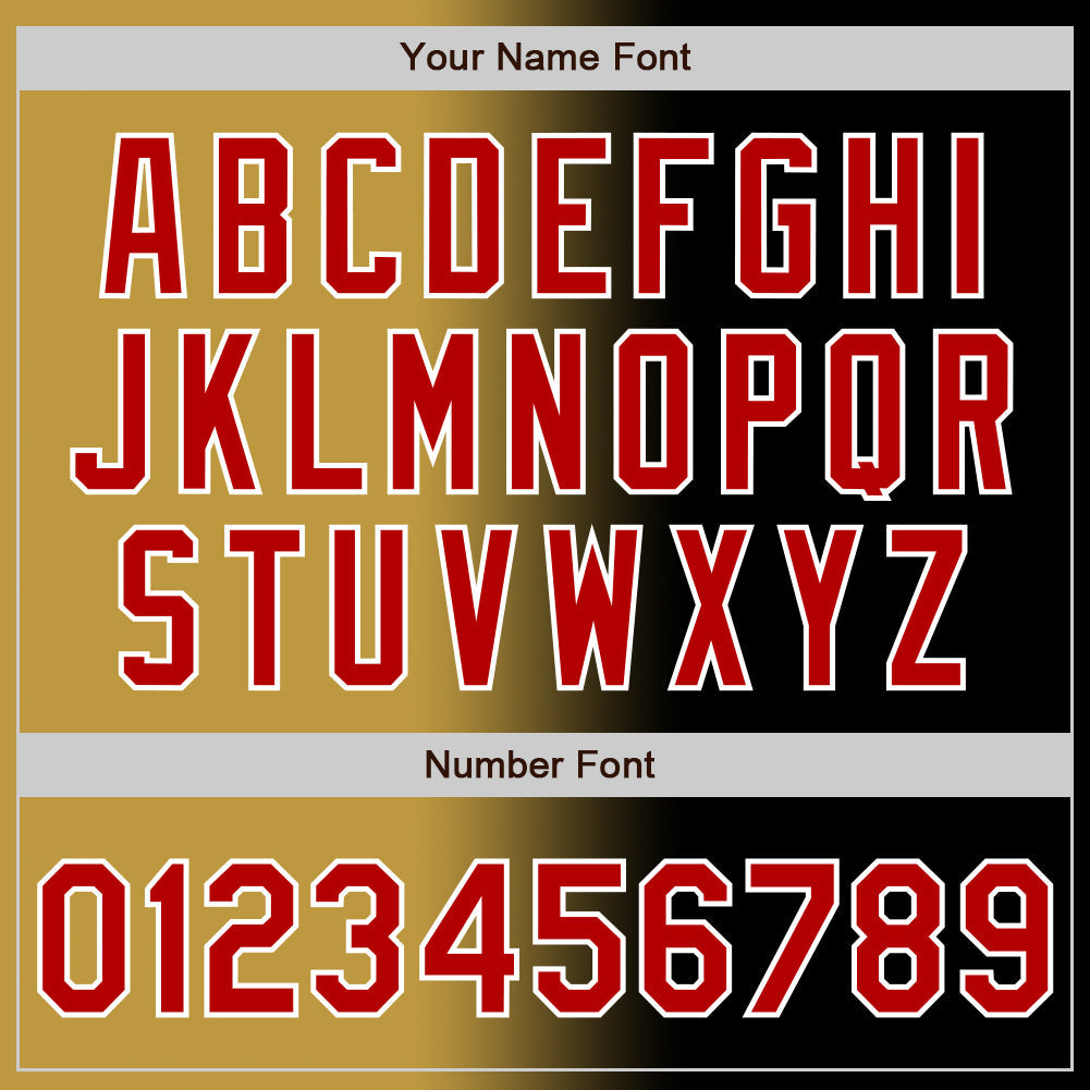 Custom Black Red Old Gold-White Authentic Gradient Fashion Baseball Jersey