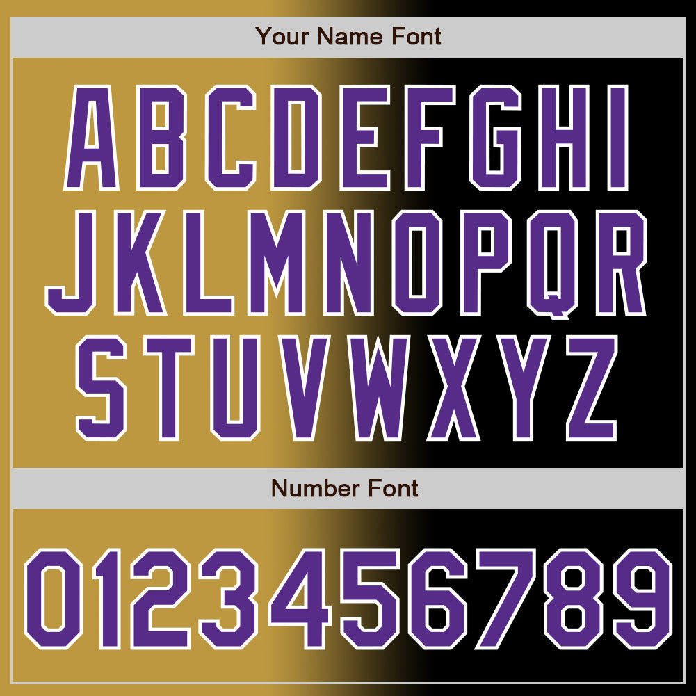 Custom Black Purple Old Gold-White Authentic Gradient Fashion Baseball Jersey