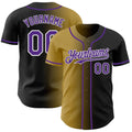 Custom Black Purple Old Gold-White Authentic Gradient Fashion Baseball Jersey