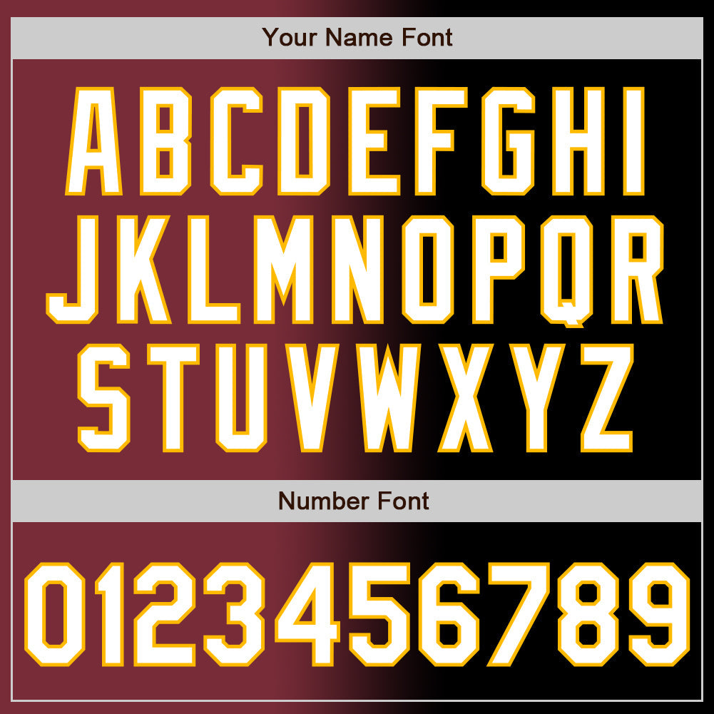Custom Black White Burgundy-Gold Authentic Gradient Fashion Baseball Jersey