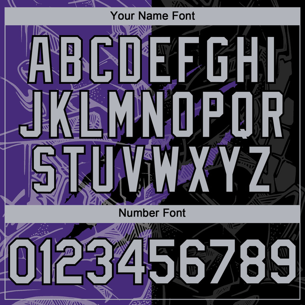Custom Graffiti Pattern Gray Black-Purple 3D Scratch Authentic Baseball Jersey