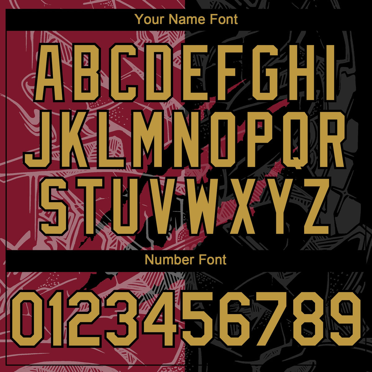 Custom Graffiti Pattern Old Gold Black-Crimson 3D Scratch Authentic Baseball Jersey