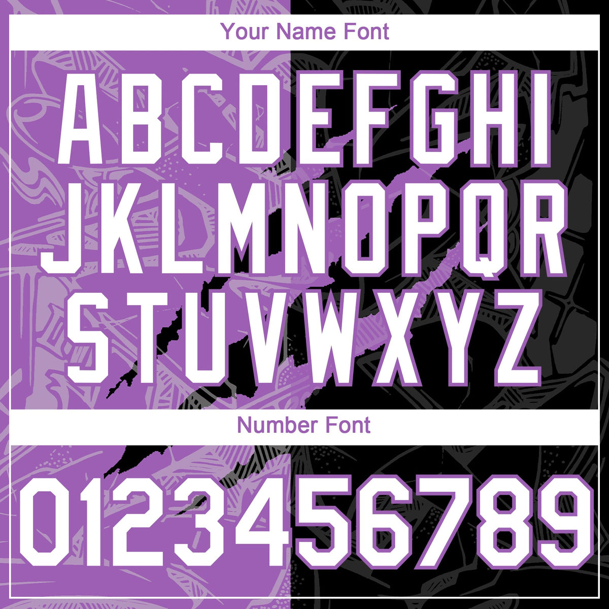 Custom Graffiti Pattern White Black-Medium Purple 3D Scratch Authentic Baseball Jersey