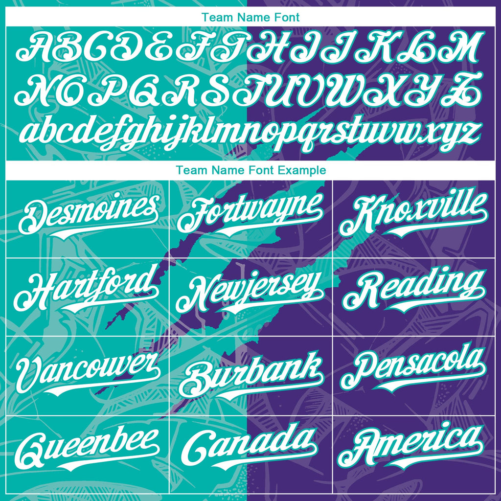 Custom Graffiti Pattern White Purple-Aqua 3D Scratch Authentic Baseball Jersey