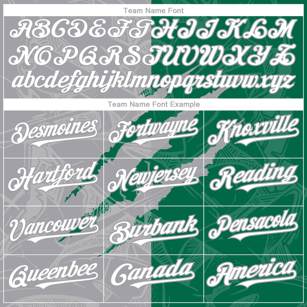 Custom Graffiti Pattern White Kelly Green-Gray 3D Scratch Authentic Baseball Jersey