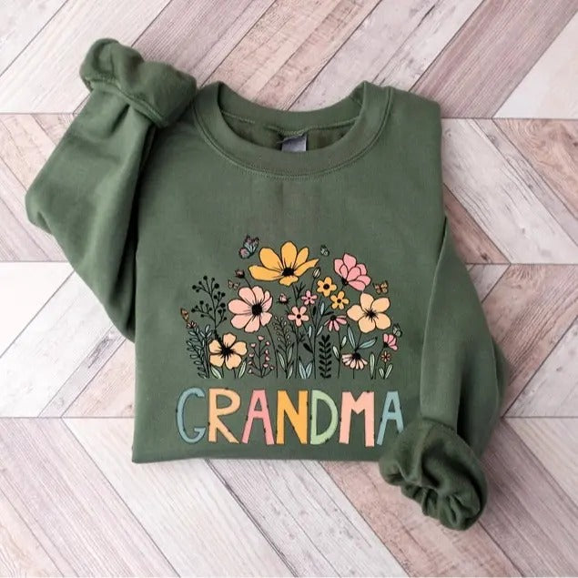 Grandma Grandma Wildflower Grandma Floral Wildflowers Grandma Flower T-Shirts