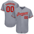 Custom Gray Red White-Black Authentic Baseball Jersey