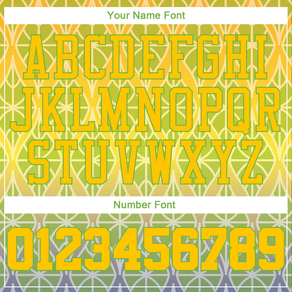 Custom Green Gold-Neon Green 3D Pattern Design Authentic Baseball Jersey